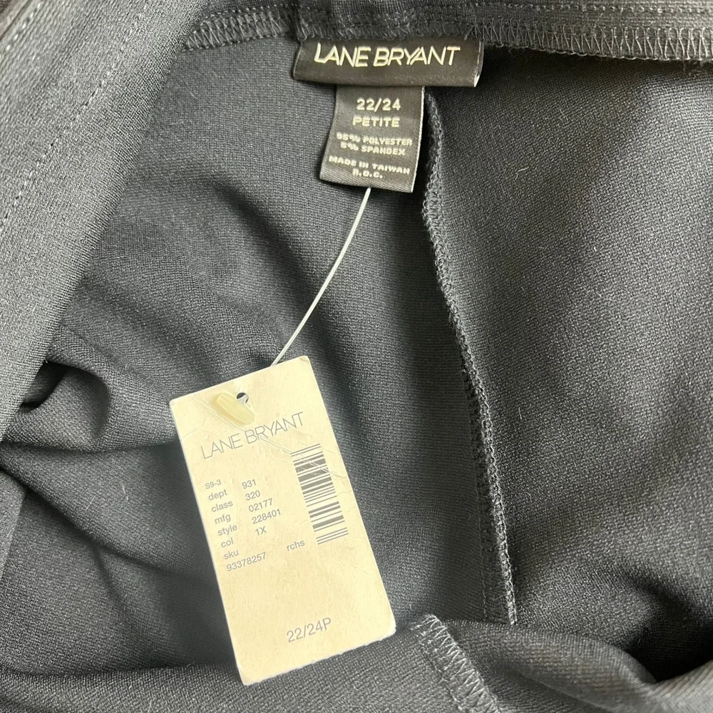 Lane Bryant Modern Knit Pants Black Petite 22/24 Straight Leg Elastic Waist NWT‎